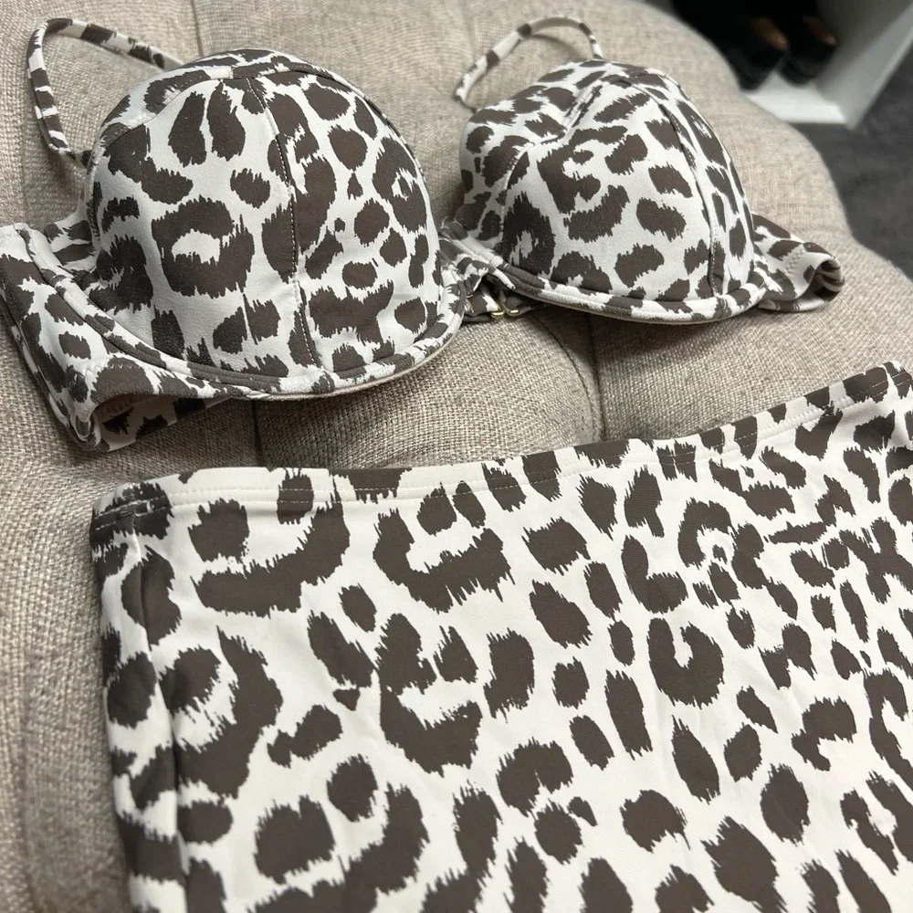 J.Crew two piece set. Top size 32D and high rise bottoms are XS.